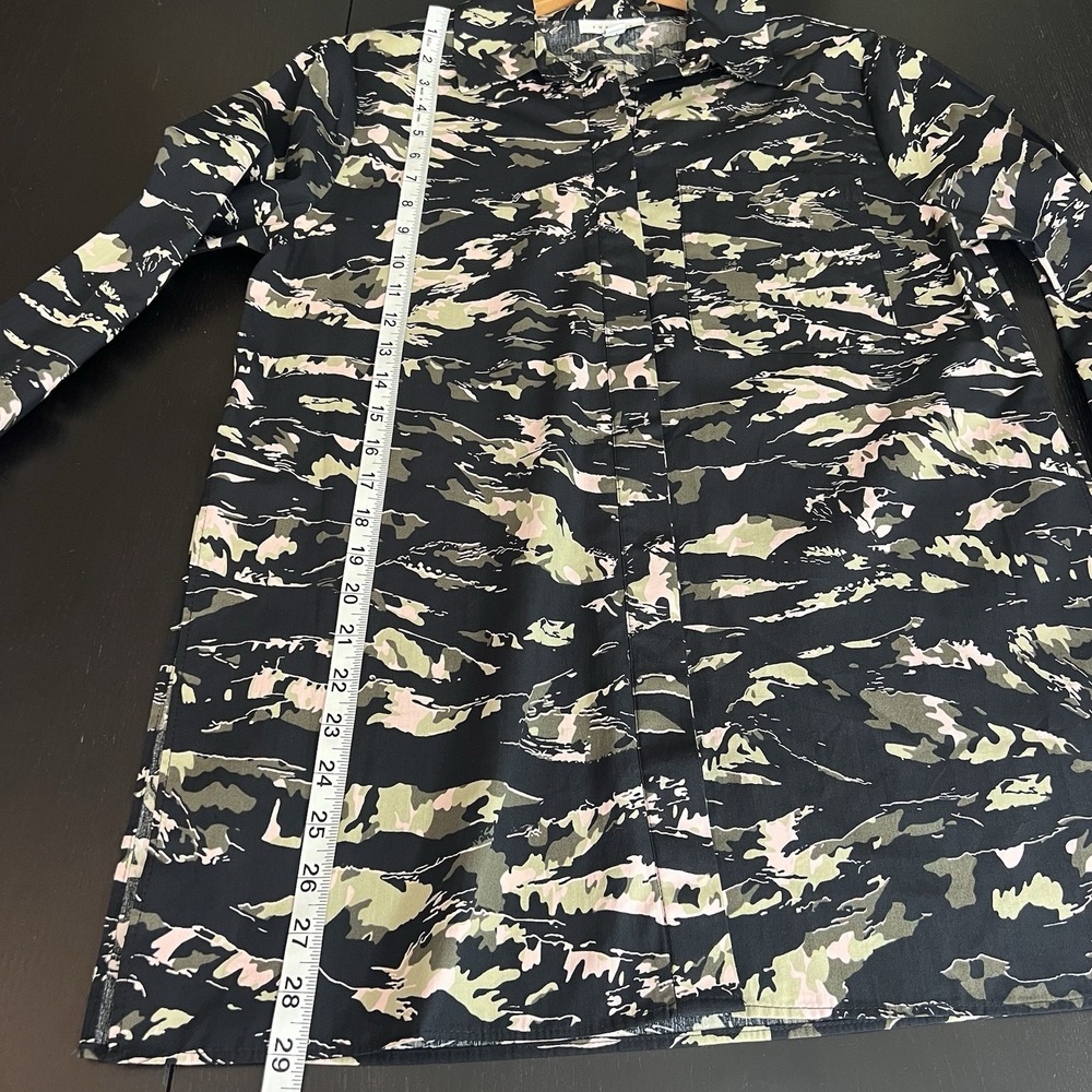 Topshop Oversized Camo Long Sleeve Button Down Shirt Size 4 Green NEW - Picture 13 of 14